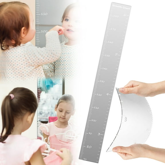 Puzzle Mirror Growth Chart, Foldable Growth Chart Height Measuring Mirror Ruler with Sticker for Children Kids Home Bedroom Kindergarten Nursery Wall Decor