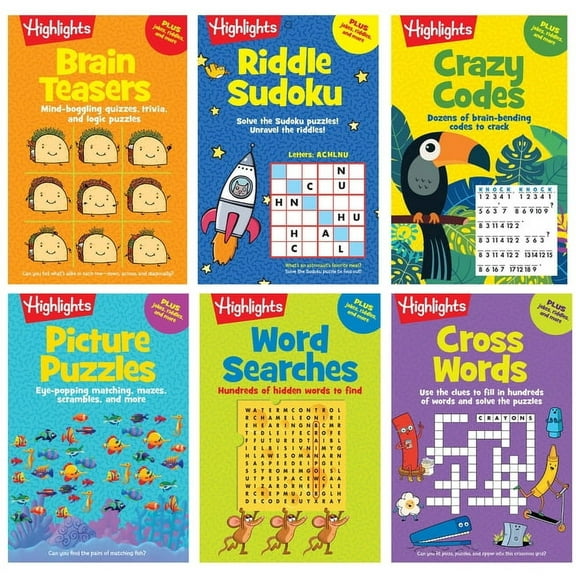 Puzzle Pads Bundle: Puzzle Variety Bundle: 6-Book Puzzle Set with Word Searches, Crosswords, Brain Teasers, Sudoku and L, (Paperback)