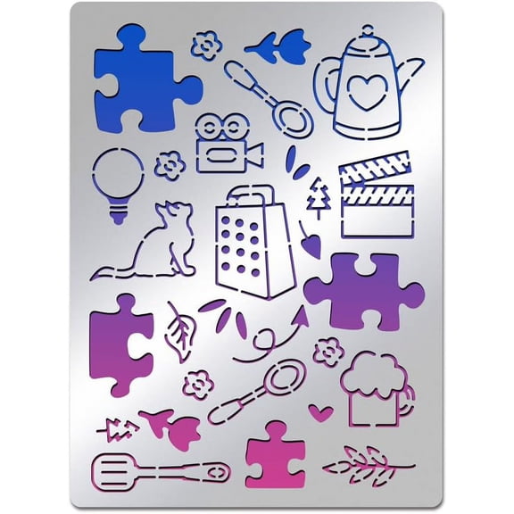 Puzzle Pattern Metal Stencil 5.51x7.48 inch Life Theme Stainless Steel Template