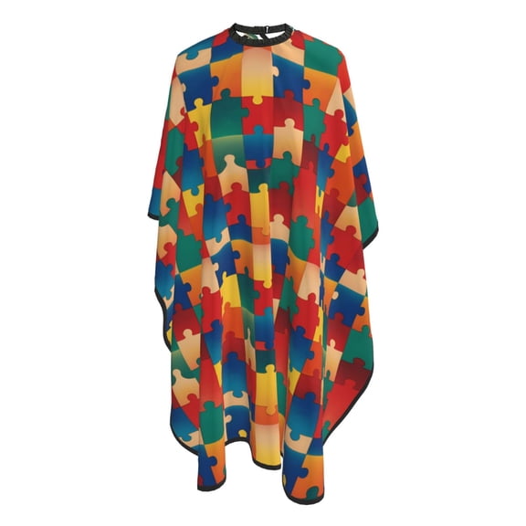 Puzzle Piece Autism Awareness Barber Cape Adjustable Hair Cutting Salon Cape for Unisex, Perfect for Men Women 66 55
