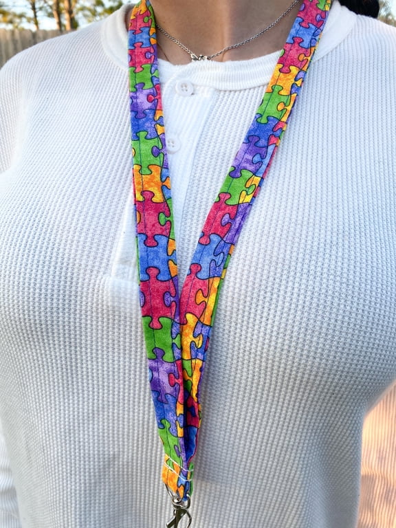 Puzzle Piece Lanyard Autism Awareness Keychain