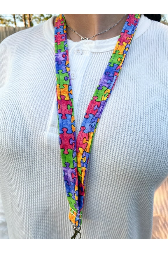 Puzzle Piece Lanyard Autism Awareness Keychain