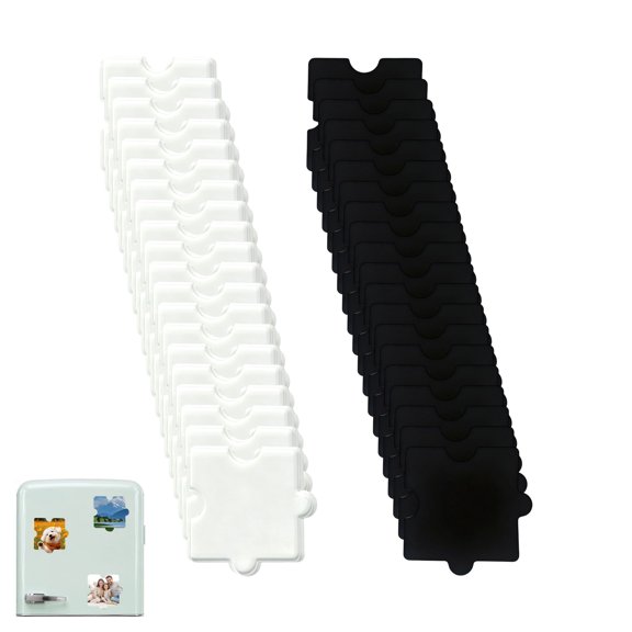 Puzzle-Piece Photo Magnets with Clear Acrylic Frames and Separate Backings for Displays on Whiteboards, Cabinets, and Metal Shelving