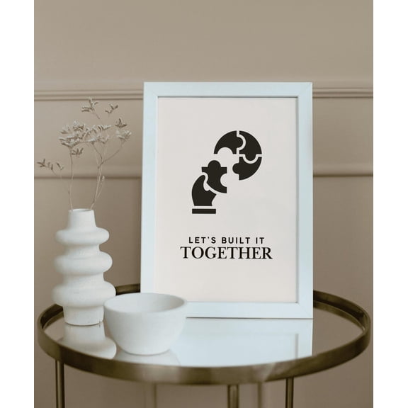 Puzzle Piece Print | Minimalist Teamwork Wall Art, Stretched Canvas 16x20in