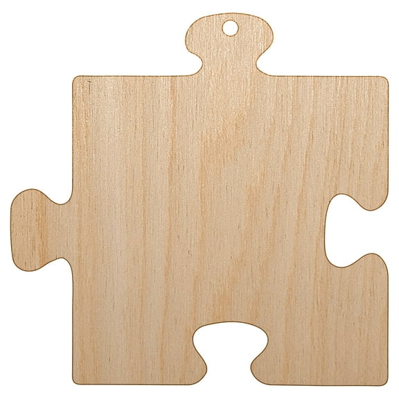 Puzzle Piece Solid Wood Holiday Christmas Tree Ornament Unfinished DIY Pre-Drilled Craft