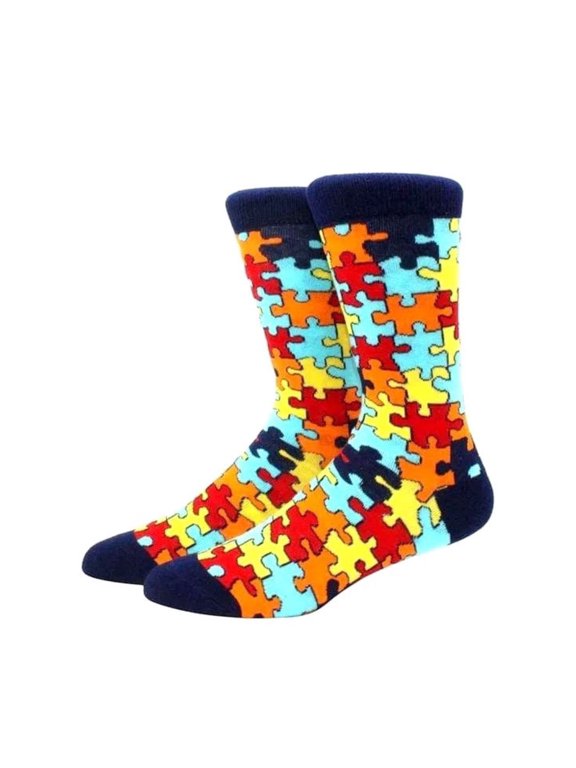 Puzzle Pieces Jigsaw Colorful Pattern Socks from the Sock Panda Size: Large