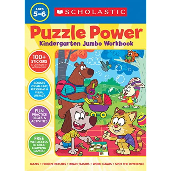 Pre-Owned Puzzle Power Kindergarten Jumbo Workbook (Paperback) 1338887572 9781338887570