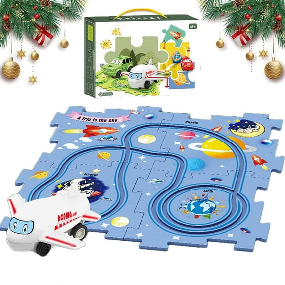 Puzzle Racer Kids Car Track Set Educational Toy Play Mat Building Learning Activity for Toddlers Interactive Puzzle Game