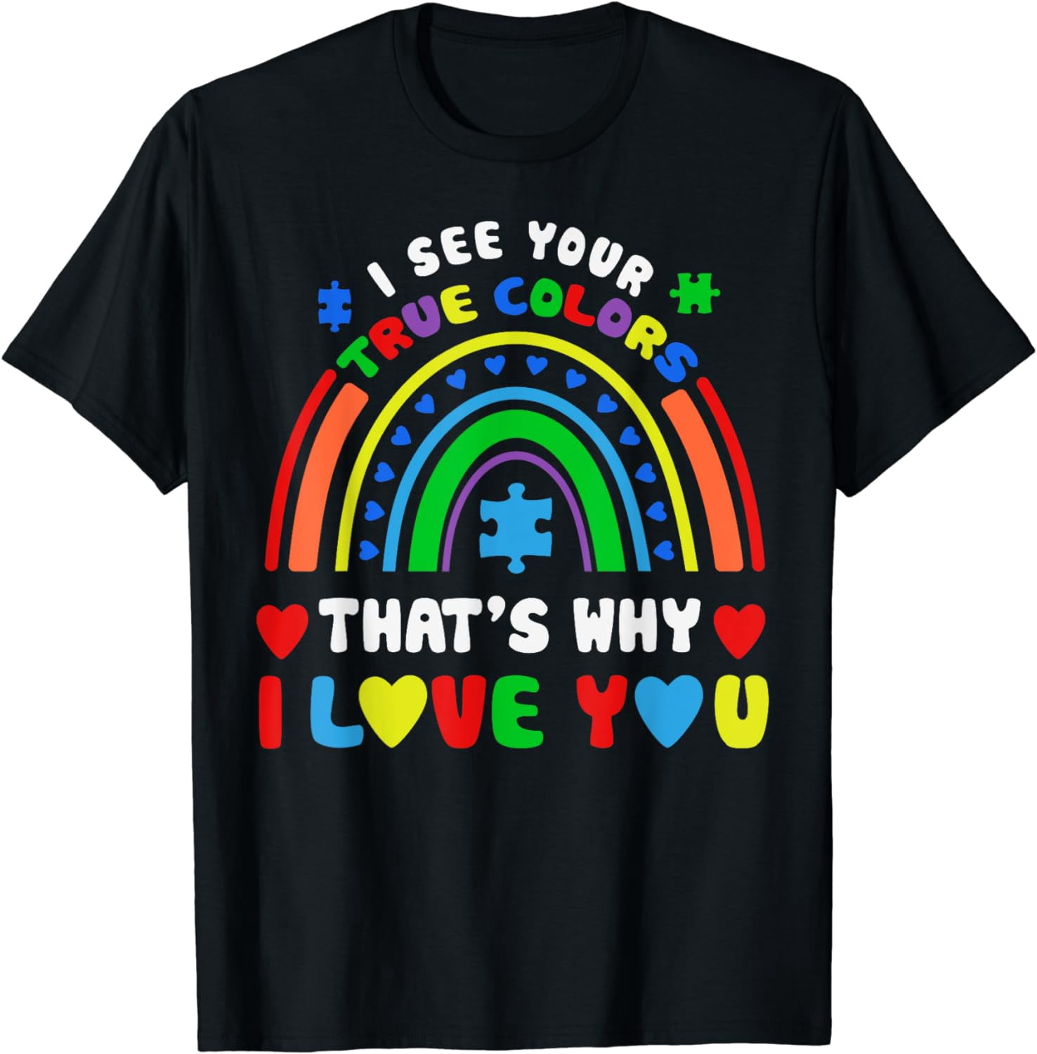 Puzzle Rainbow In April We Wear Blue Autism Awareness Month T-Shirt ...