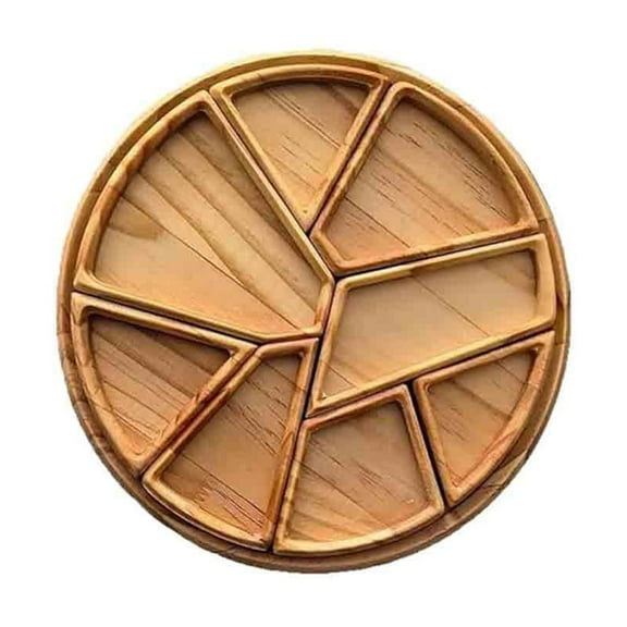 Puzzle Serving Tray Wood with 8 Removable Compartments,Dry Fruit Snack Plate,Funny Puzzle Shaped Snack Box, Funny Divided Serving Tray for Meats Dips Coffee Table Trays for Living Room Kitchen