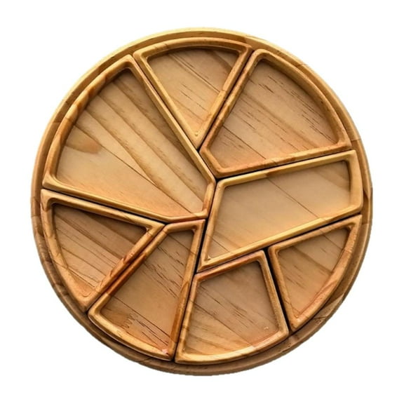 Puzzle Serving Tray Wood 9-Piece Food-Safe Appetizer Board with 8 Removable Compartments, Natural Wood Cheese & Charcuterie Tray for Parties, Snacks, Coffee Table Decor