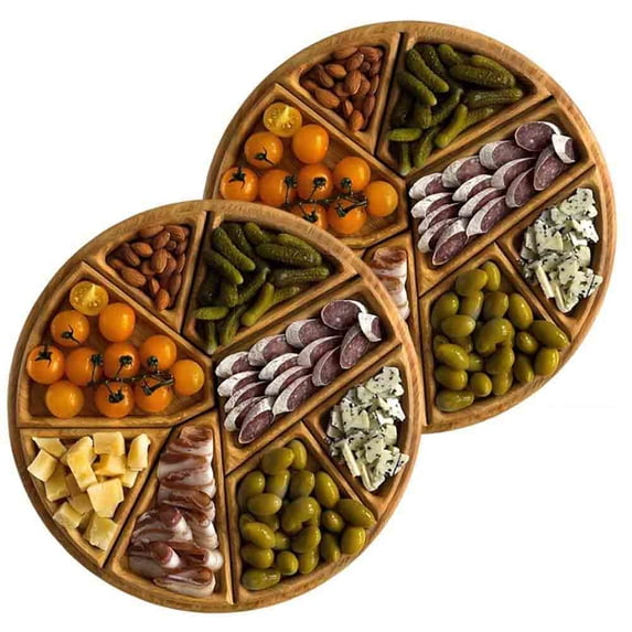 Puzzle Serving Tray Wood Food, Funny Puzzle Shaped Serving Tray with 8 Removable Compartments for Fruits, Nuts, Meats, Dips, Home Decor Gift for Coffee Table, Living Room, Kitchen