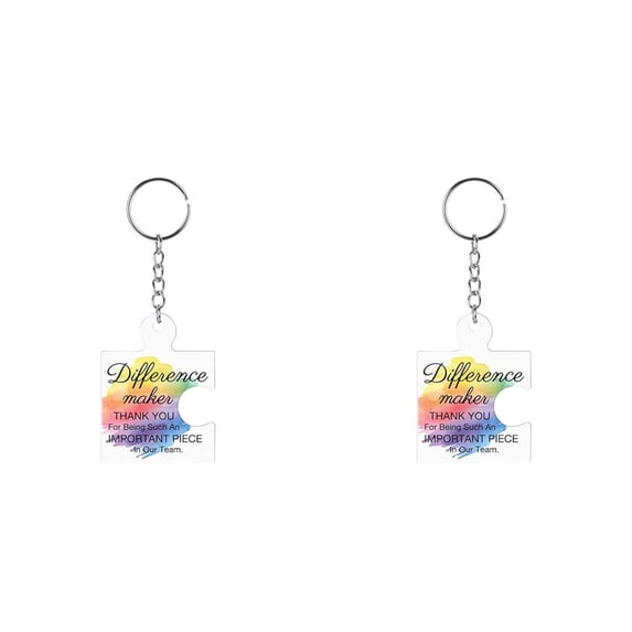 Puzzle Shaped Acrylic Keychain 2 Pack with Motivational Appreciation Text for Employee Coworker Recognition Gift