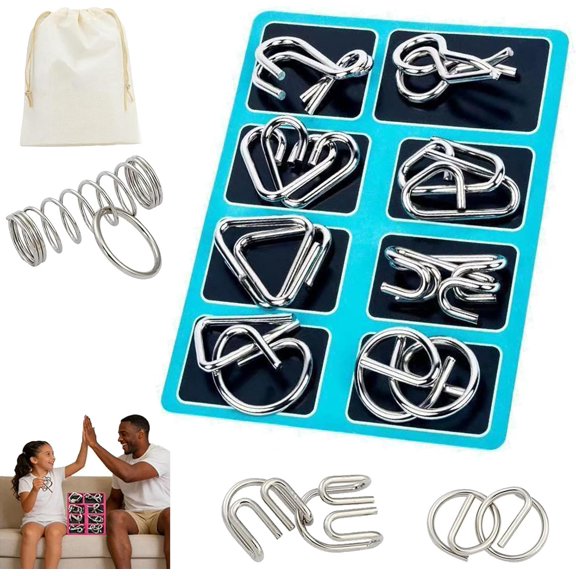 Puzzle Solving – 24pcs Metal Puzzle Solving Set,  Metal Brain Teaser Toy, Unlock Logical Thinking (C)