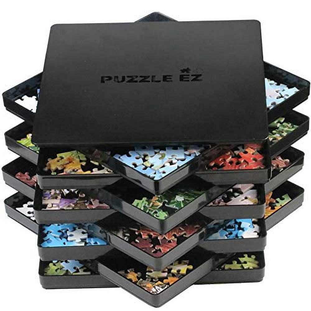 "Black Puzzle Sorting Trays with Lid, 9""x9"", Holds Up to 1500 Pieces, Jigsaw Puzzle Storage ...