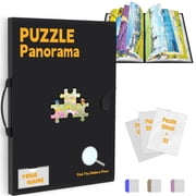 G TALECO GEAR Puzzle Storage Folder for 1000pcs with Central Mesh Window, Large Capacity Puzzles Organizer with 5 Set Puzzles Stickers, Labeling Tabs and DlY Na
