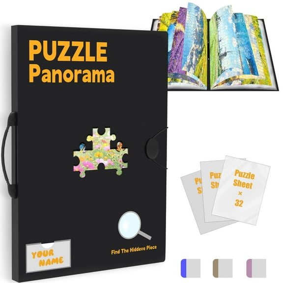 G TALECO GEAR Puzzle Storage Folder for 1000pcs with Central Mesh Window, Large Capacity Puzzles Organizer with 5 Set Puzzles Stickers, Labeling Tabs and DlY Name Card Pocket