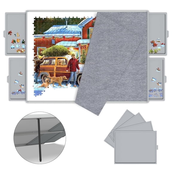 Puzzle Board 1500 Pieces, Portable Jigsaw Puzzle Tables for Adults with Drawers, Jigsaw Table with with Adjustable Tilting Stand