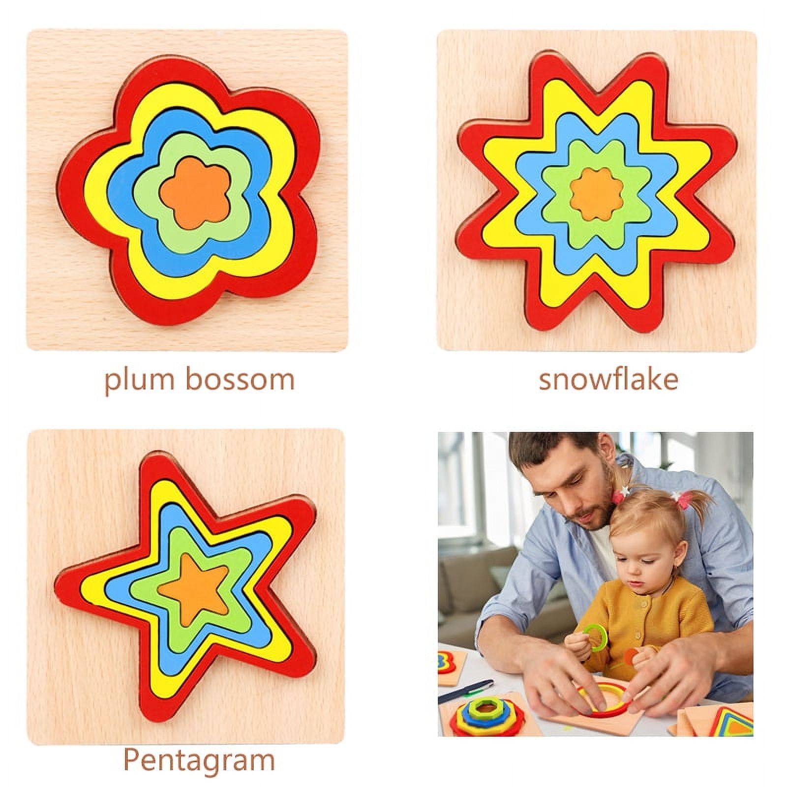 Puzzle for Toddlers,3 Pack Shape Puzzle Toddler Puzzles Wooden Toys