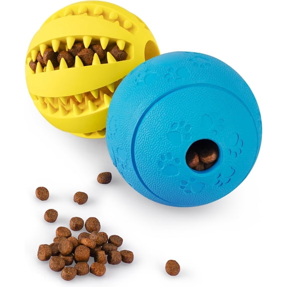 Puzzle Toys 2 Pack, Enrichment Toys for Large Dogs & Small Dogs, Puppy Balls for Dispensing, Durable Balls for Cleaning/ /Chewing