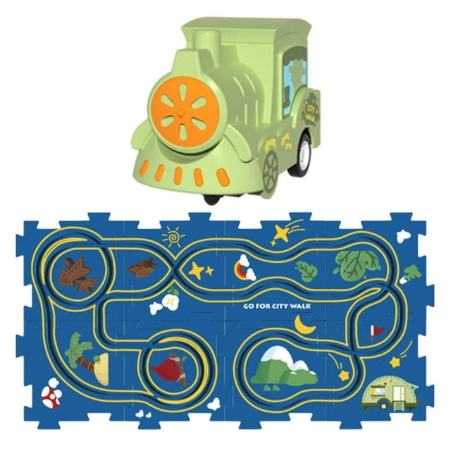 Puzzle Track Car Play Set DIY Assembling Electric Trolley Rail Car