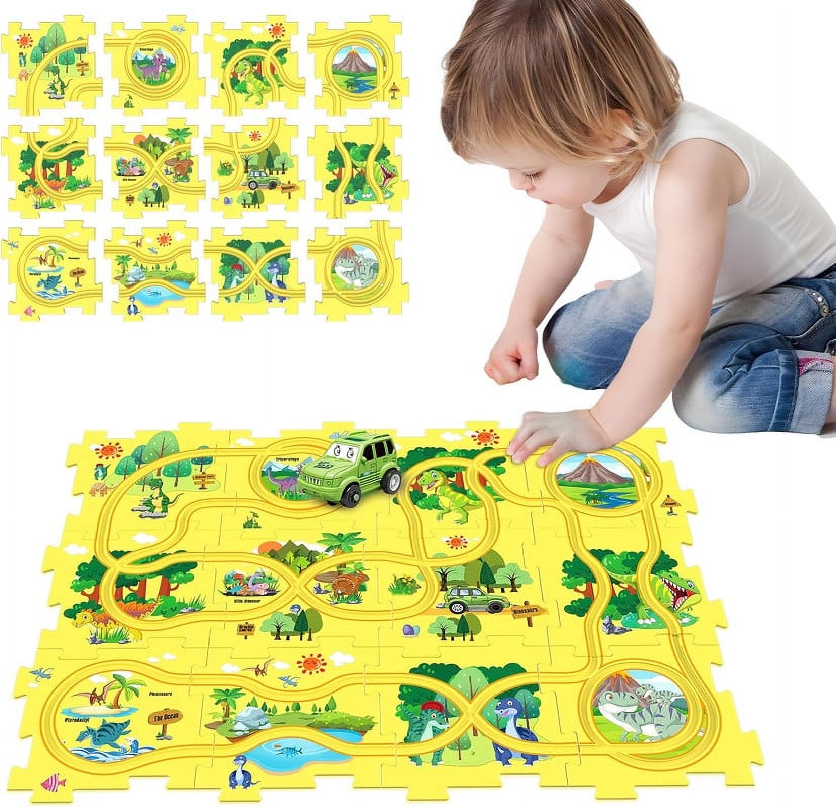 Puzzle Track Play Set, BatteryOperated Toy Vehicles & Plastic Puzzle Board, Educational Toys