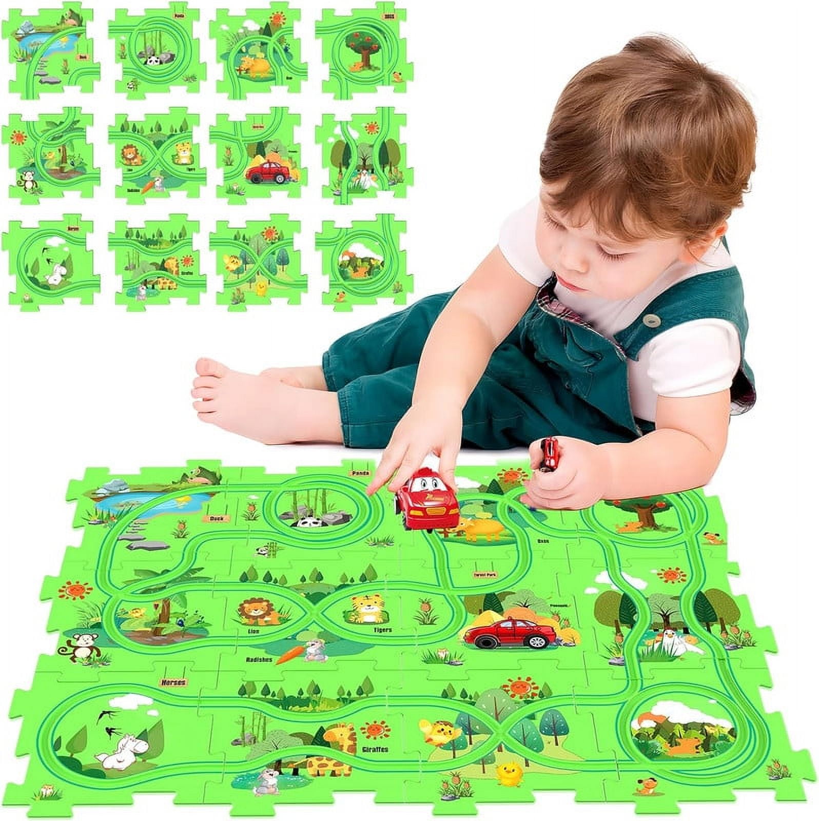 Puzzle Track Play Set, BatteryOperated Toy Vehicles & Plastic Puzzle Board, Educational Toys