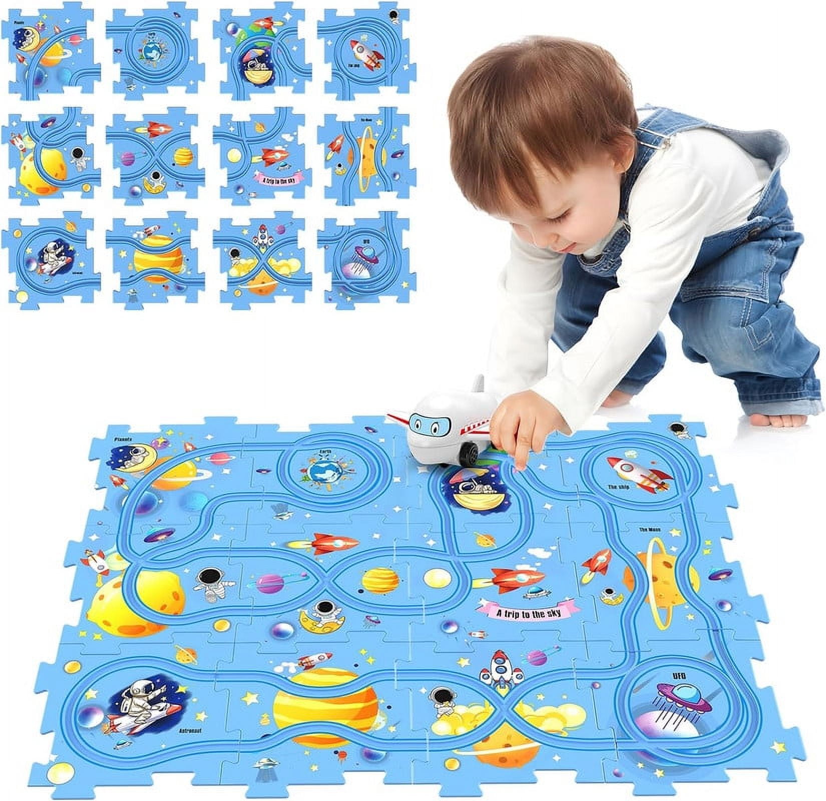 Puzzle Track Play Set, BatteryOperated Toy Vehicles & Plastic Puzzle Board, Educational Toys