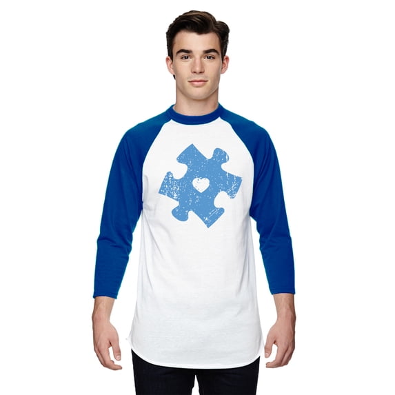 Puzzle Tshirt Love Support Autism Awareness Gifts Jersey 3/4 Raglan Sleeve T-Shirt Graphic Mens Tees for Husband Dad