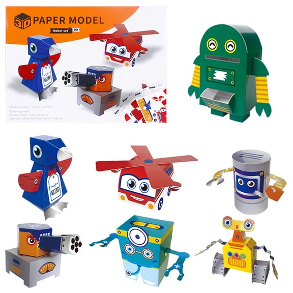 Puzzle assembly 3D DIY Hand-made Paper Craft Educational Toys Set - Robot Set