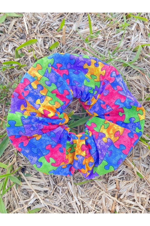 Puzzle piece Scrunchie Autism Awareness Hair tie