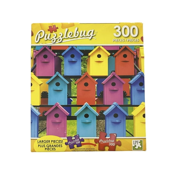 Puzzlebug 300 Piece Jigsaw Puzzle Rows of Colorful Birdhouses