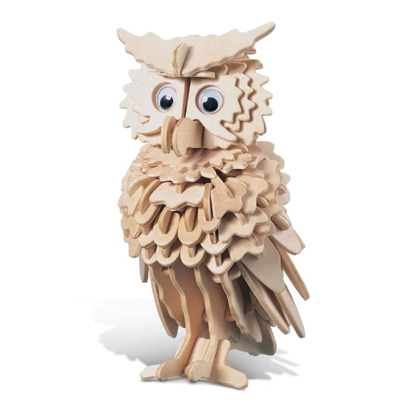 Puzzled 3D Owl Wooden Puzzle Construction Kit - DIY Activity Owl BIrd 3D Puzzle Model for Kids and Adults, Fun, Educational Wood Puzzles to Build and Paint, Unique Desk Accessories - 146 Pieces/Pack