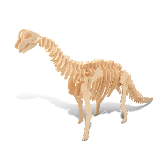 Puzzled 3D Puzzle Brachiosaurus Dinosaur Wood Craft Construction Model Kit Educational DIY Wooden Dino Toy Assemble Model Unfinished Crafting Hobby Puzzle to Build & Paint for Decoration 52pc Pack