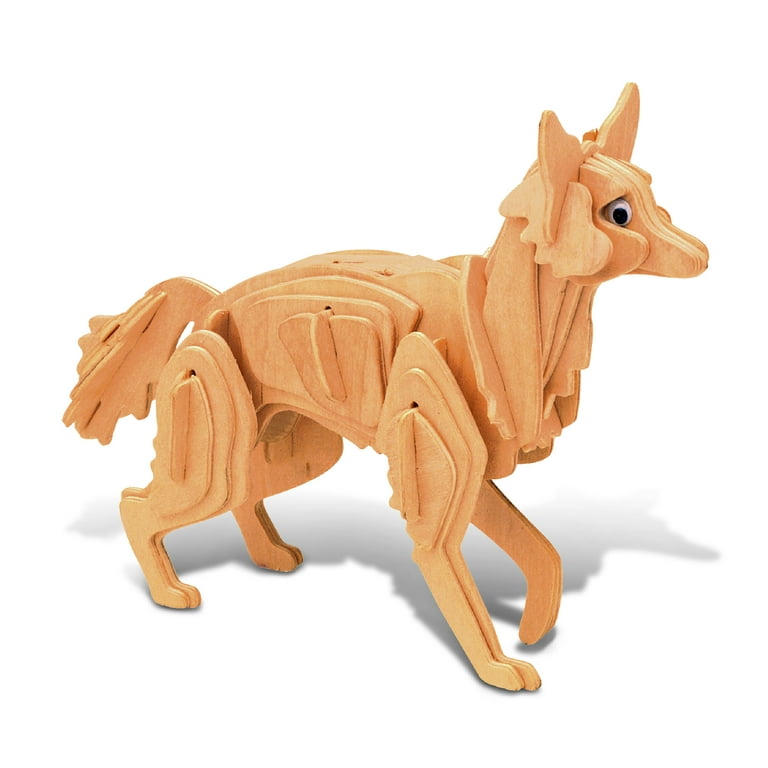 Puzzled 3D Puzzle Coyote Wood Craft Construction Model Kit, Fun - Main Image