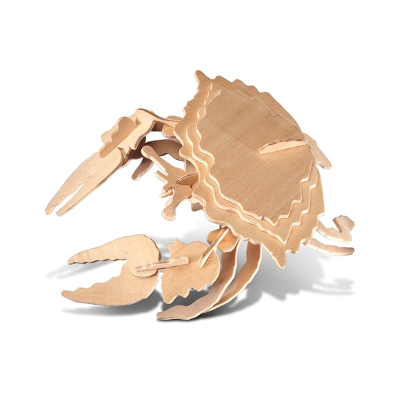 Puzzled 3D Puzzle Crab Wood Craft Construction Model Kit, Fun Unique & Educational DIY Wooden Toy Assemble Model Unfinished Crafting Hobby Sea Life Puzzle, Build and Paint for Decoration 35pc Pack