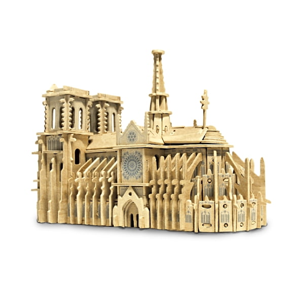 Puzzled 3D Puzzle Notre Dame Cathedral Wood Craft Construction Model Kit - 239 Pieces Pack