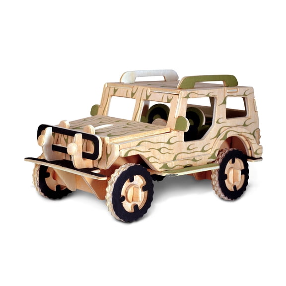Puzzled 3D Puzzle Off-Road Vehicle Wood Craft Construction Model Kit, Fun & Educational DIY Wooden Toy Assemble Model Unfinished Crafting Hobby Puzzle to Build & Paint for Decoration 50 Pieces Pack