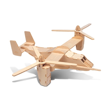 Puzzled 3D Puzzle Osprey Aircraft Wood Craft Construction Model Kit, Fun Unique & Educational DIY Wooden Toy Assemble Model Unfinished Crafting, Hobby Puzzle to Build & Paint for Decoration 58pc Pack