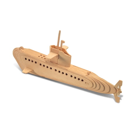 Puzzled 3D Puzzle Submarine Watercraft Wood Craft Construction Kit Fun & Educational DIY Wooden Toy Assemble Model Unfinished Crafting Hobby Navy Ship Puzzle to Build & Paint for Decoration 29pcs Pack