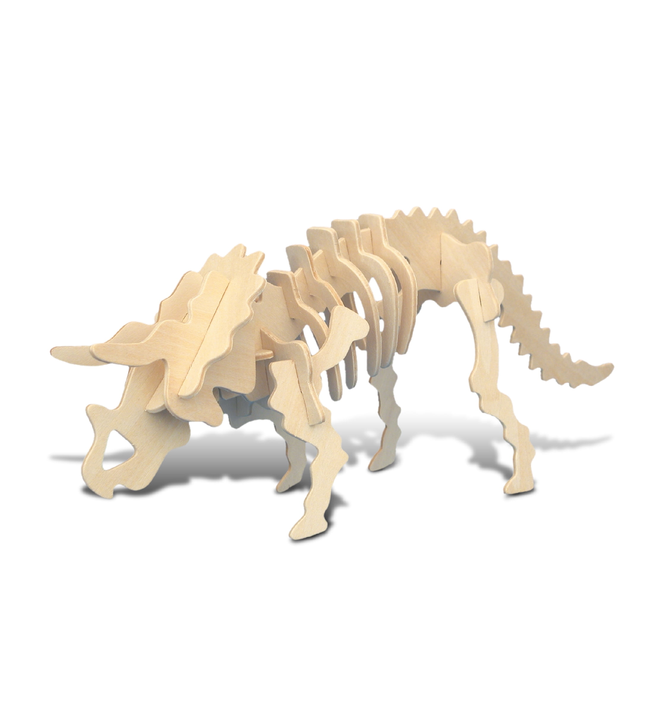 Puzzled 3D Wooden Dinosaur Puzzle Model - Wooden Animal Triceratops ...