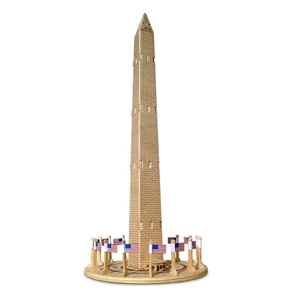 Puzzled 3D Puzzle Washington Monument Wood Craft Construction Model Kit, Educational DIY Wooden Toy Assemble Model Unfinished Crafting Hobby Puzzle to Build and Paint for Decoration 34 Pieces Pack