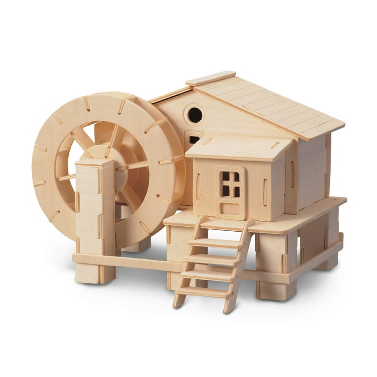 Puzzled 3D Puzzle Water Mill Set Wood Craft Construction Model Kit, Fun &  Educational DIY Wooden Toy Assemble Model Unfinished Crafting Hobby Puzzle