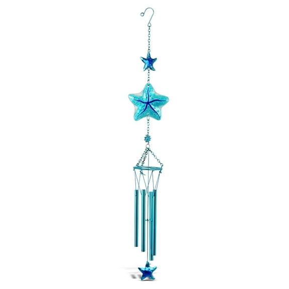 Puzzled 4" Blue Glass and Metal Wind Chimes