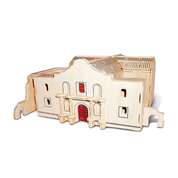 Puzzled The Alamo 3d Puzzle Wooden Model Kit - Wooden Architecture Building Kit, Fun and Educational Alamo Model Wood Puzzle Project To Build and Paint for Kids and Adults - 57 Pieces/Pack