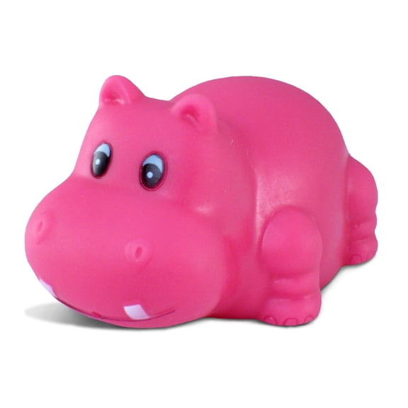 DolliBu Pink Hippo Buddy Squirter Bath Toy - Floating Rubber Pink Bath Time Toy Hippo for Toddlers, Fun Bath Toys for Bathtub, Pool, and Beach, Toddler Bath Squirt Toys for Girls and Boys