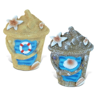 Puzzled Beach Bucket Refrigerator Blue Wave Magnet - Beach Theme - Set of 2 - Unique Affordable Gift and Souvenir - Item #7646