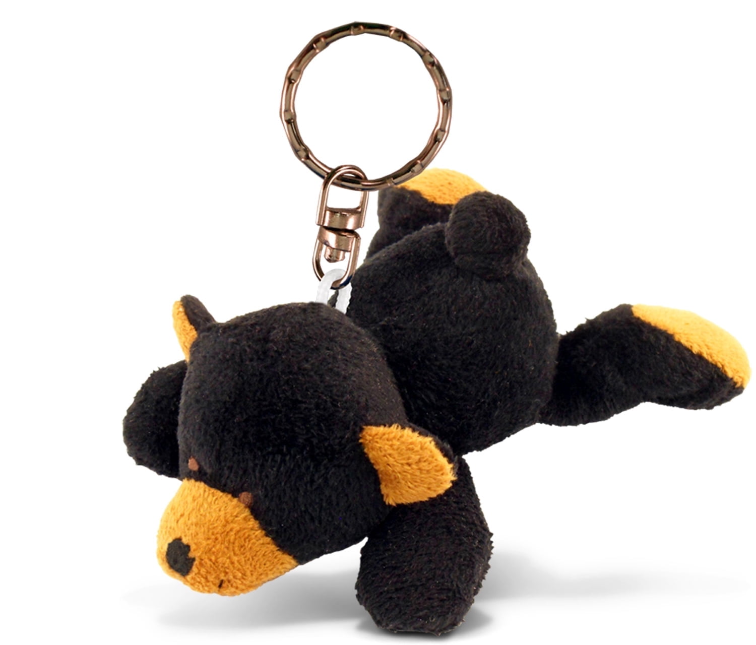Puzzled Black Bear Stuffed Animal Keychain Plush Charm for Bag - 4 Inches