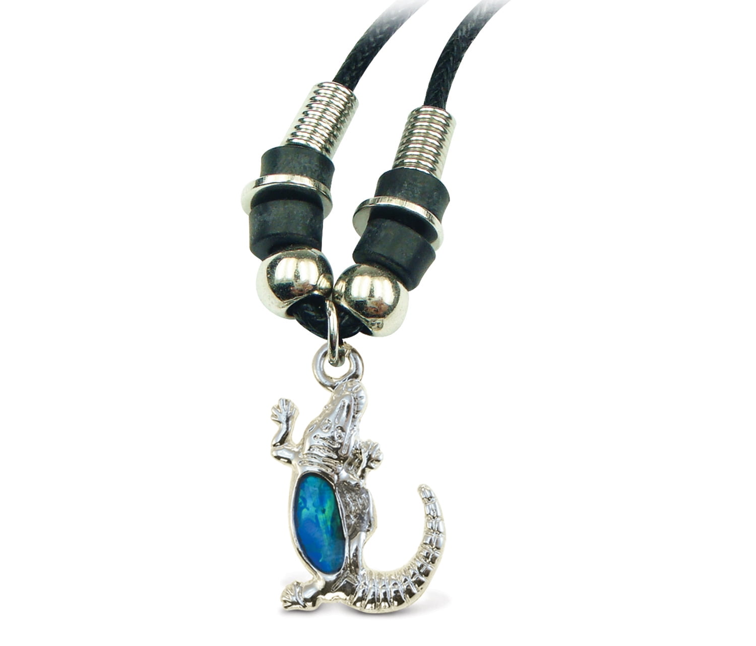 Puzzled Blue & Silver Aqua Alligator Necklace, 18 Inch Fashionable ...