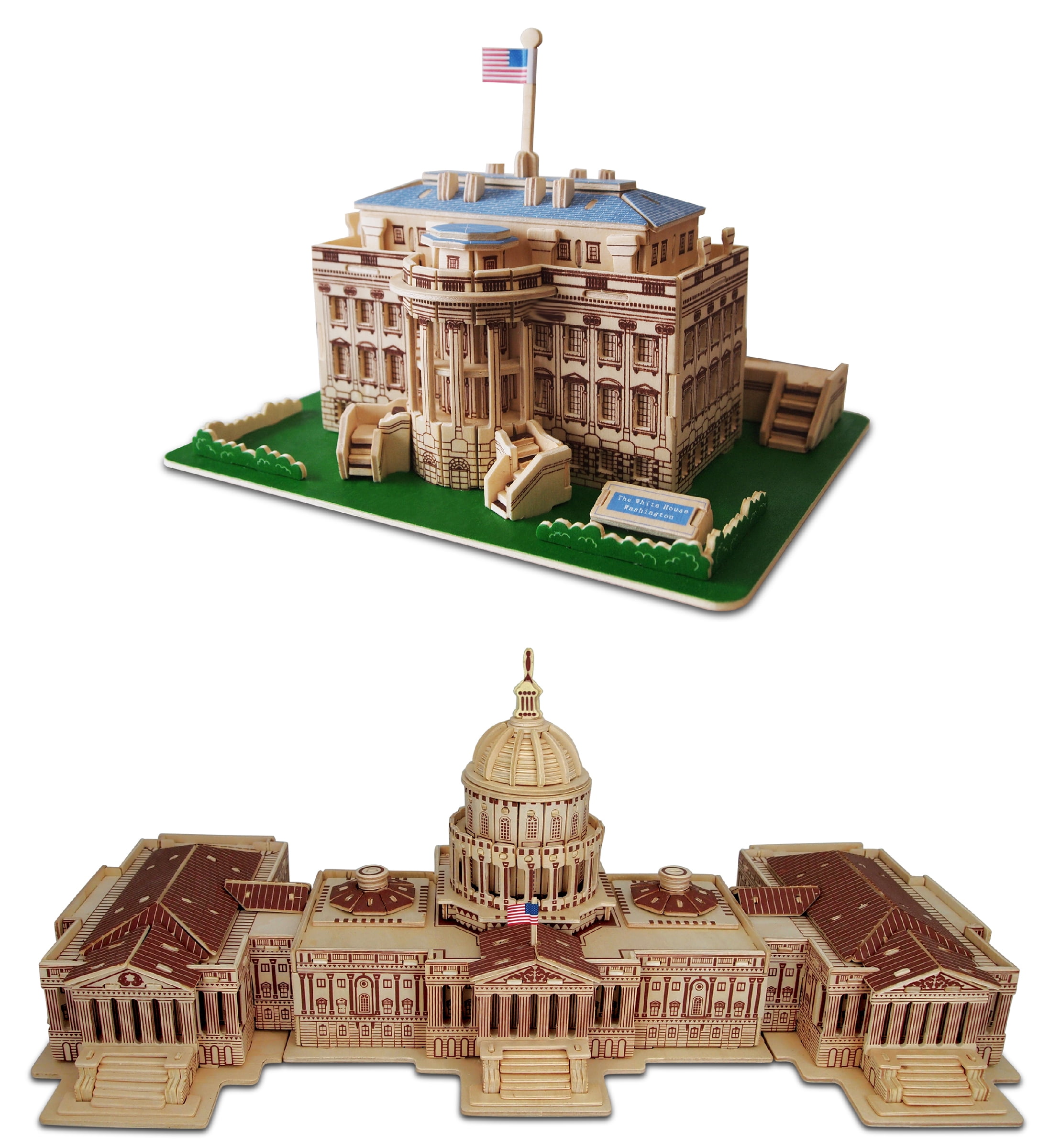 Puzzled Bundle of The White House and US Capitol Wooden 3D Puzzle  display picture 1